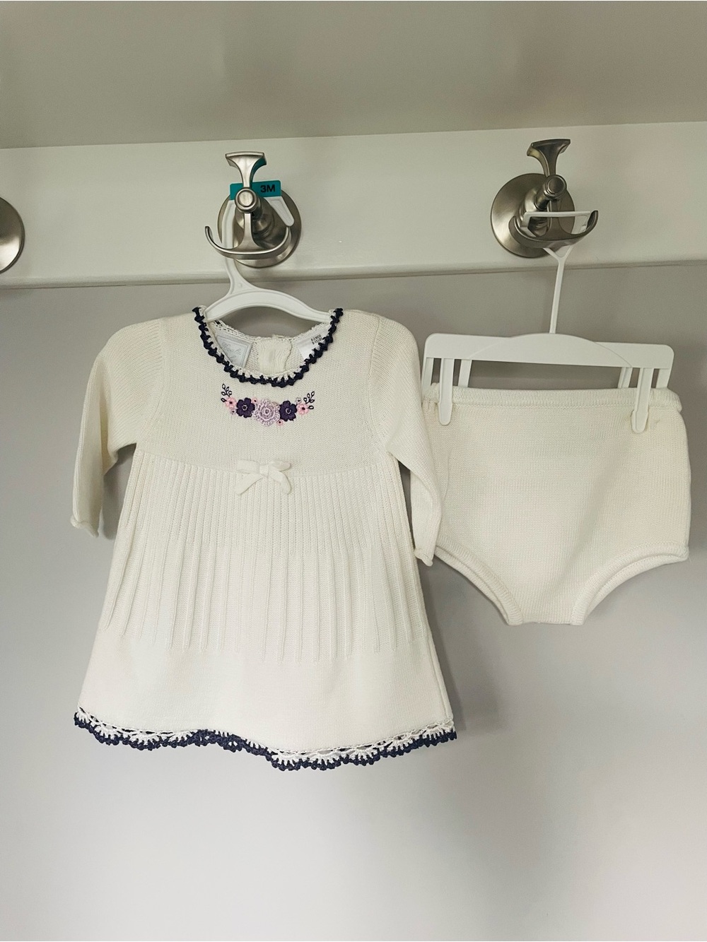 Koala Baby Boutique Cream Knit Baby Dress & Bloomers